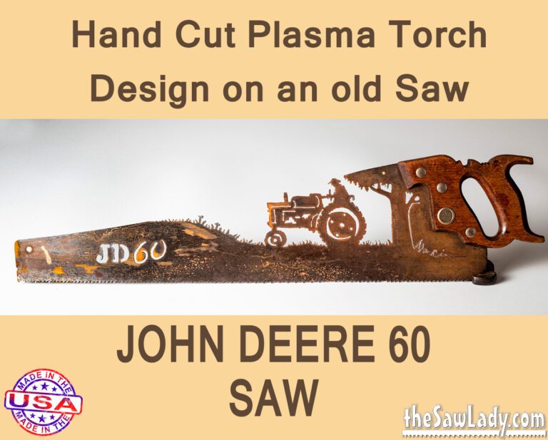 John Deere 60 Tractor- Hand Cut Plasma Metal Art Hand Saw- Rustic Wall Decor, Recycled Art Repurposed- Made To Order John Deere 60 Metal Art Saw