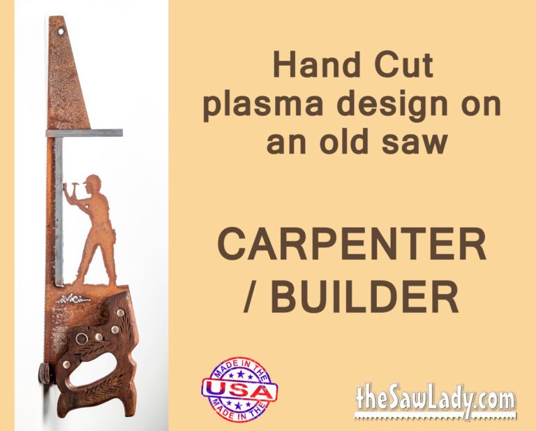 Carpenter-Hand Cut Plasma Metal Art Hand Saw- Rustic Wall Decor, Recycled Art Repurposed- Made To Order Metal Art Carpenter Builder Saw