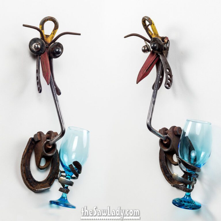Wine Chick - Unique Wine Glass Holder made from Scrap Metal - #2-06 Wine Chick By Cindy Chinn 2 06