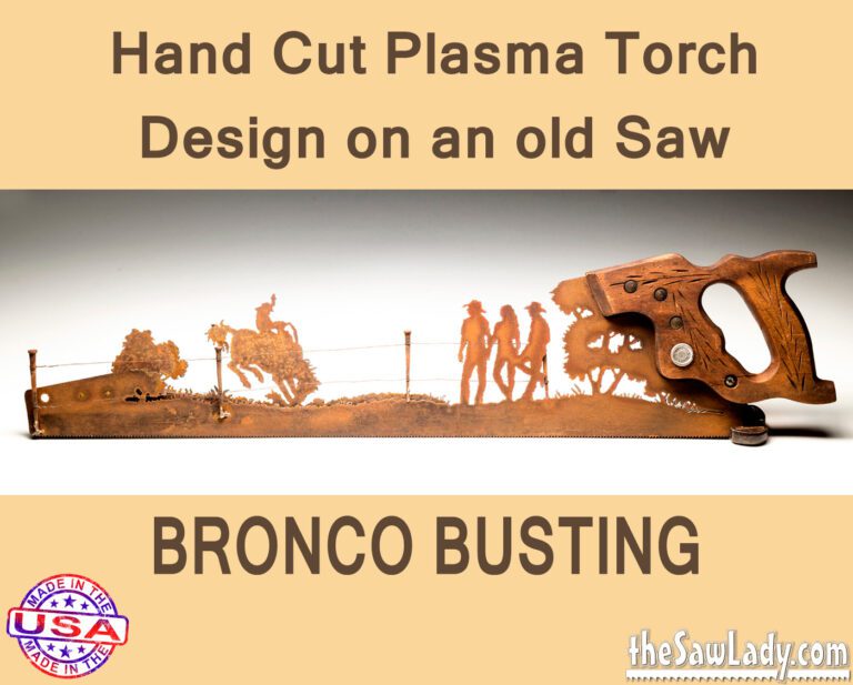Rodeo Bronco Busting Metal Art Saw