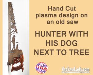 Metal art Hunter with Dog Saw artwork
