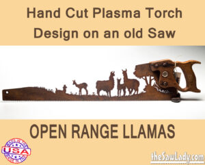 Open-range-llamas metal art saw