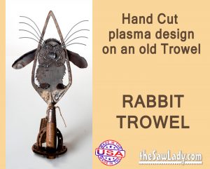 rabbit trowel gardening metal art gift