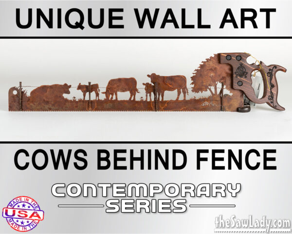 COWS-BEHIND-FENCE metal art saw
