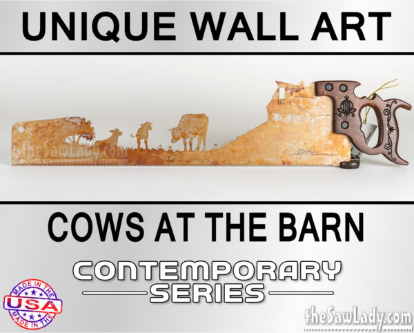 Cows-at-the-barn-metal wall art saw