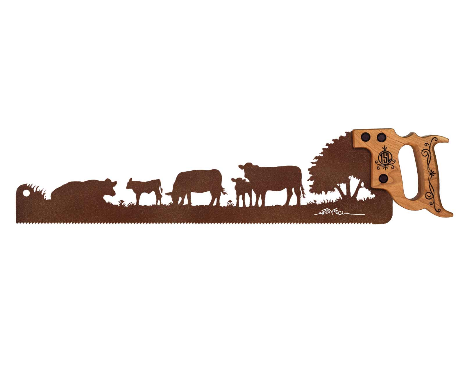 Cows in the field - Metal Saw Wall Art Gift for Farmers and Ranchers cows-cattle--metal-wall-saw-art-ranching-gift-rancher-SQ