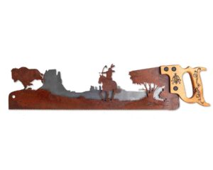 Bison-Hunting_western-art-rustic-decor-cabin-gift-saw-art-SQ
