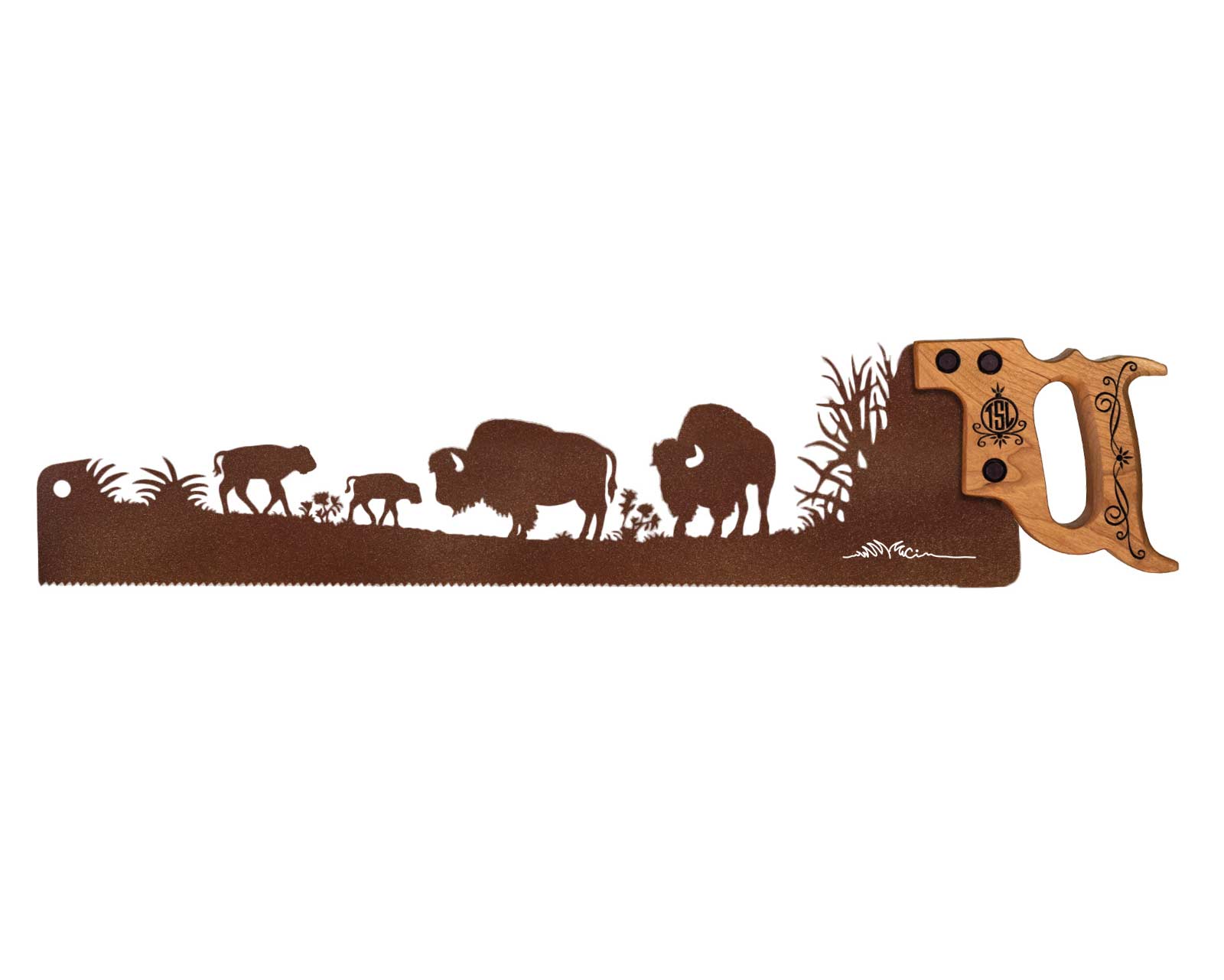 Bison-single-layer-metal-wall-saw-art_gift decor rustic