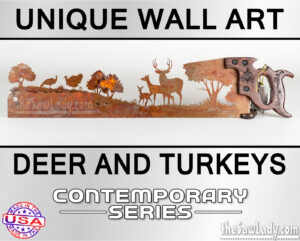 DEER-AND-TURKEYS metal wall art saw