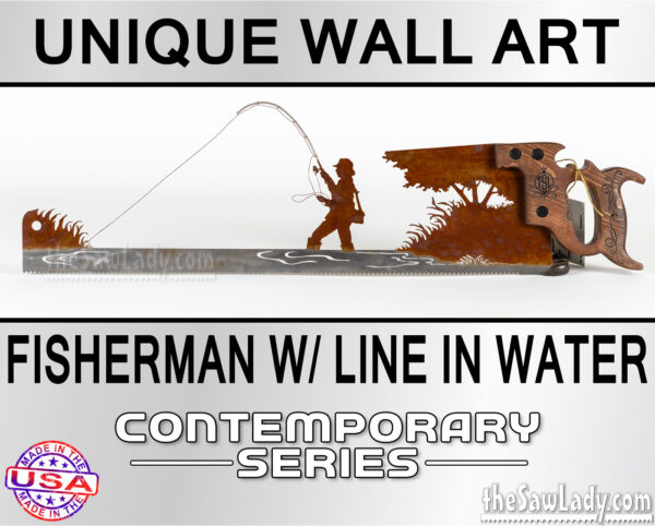 FISHERMAN-WITH-LINE-IN-WATER metal wall art saw