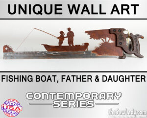 FISHING-BOAT-FATHER-DAUGHTER metal wall art saw