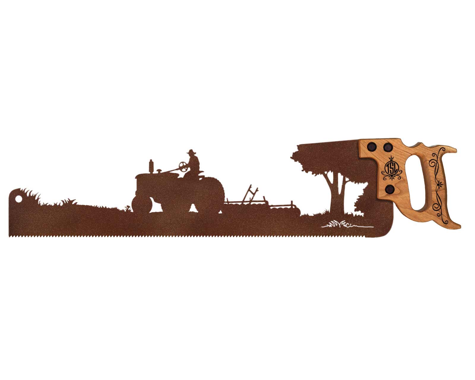 Farmer-with-Barn-on-Tractor-with-plow--metal-wall-saw-art-gift-farmers-1600-SQ