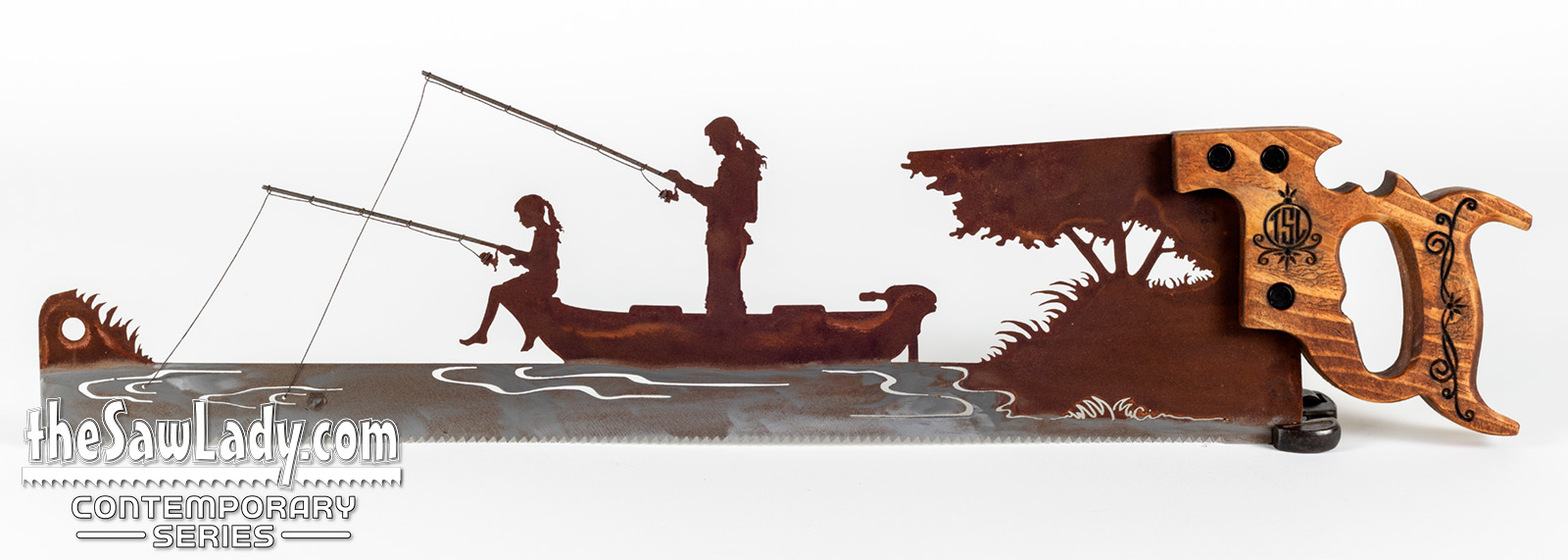 Fishing-Boat-Woman-Girl-Metal-wall-art-saw