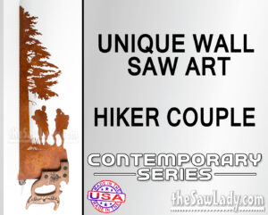 HIKER-COUPLE metal wall art saw