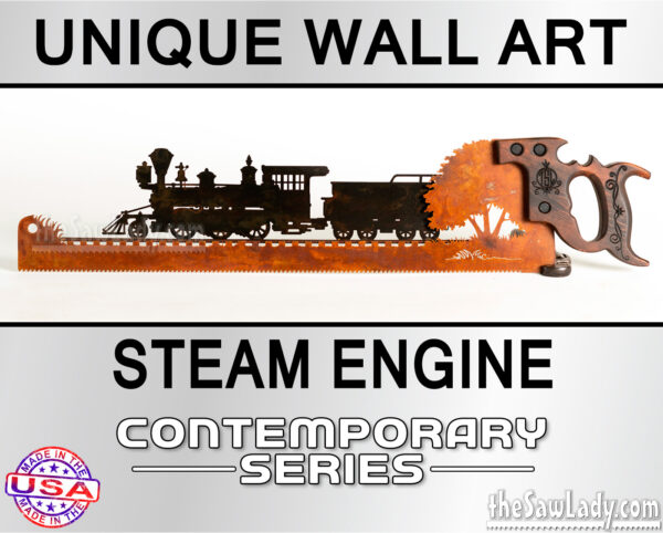 STEAM-ENGINE metal wall art saw