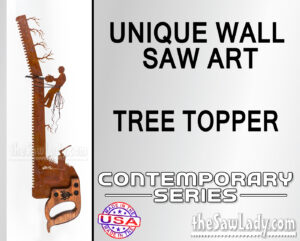 Tree-Topper metal wall art saw