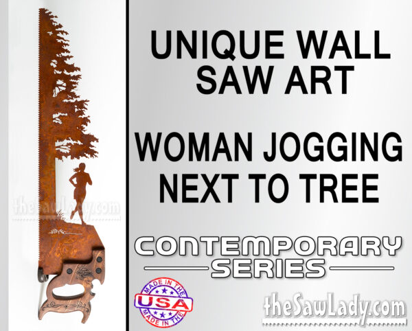 WOMAN-JOGGING-metal wall art saw