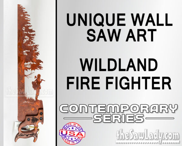 Wildland-Firefighter metal wall art saw