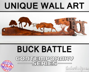 buck-battle metal art wall saw rustic