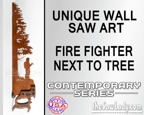 firefighter metal wall art saw