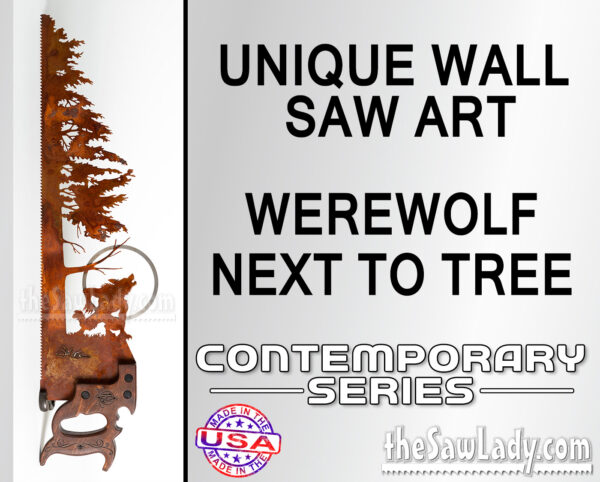 werewolf-next-to-tree metal art saw