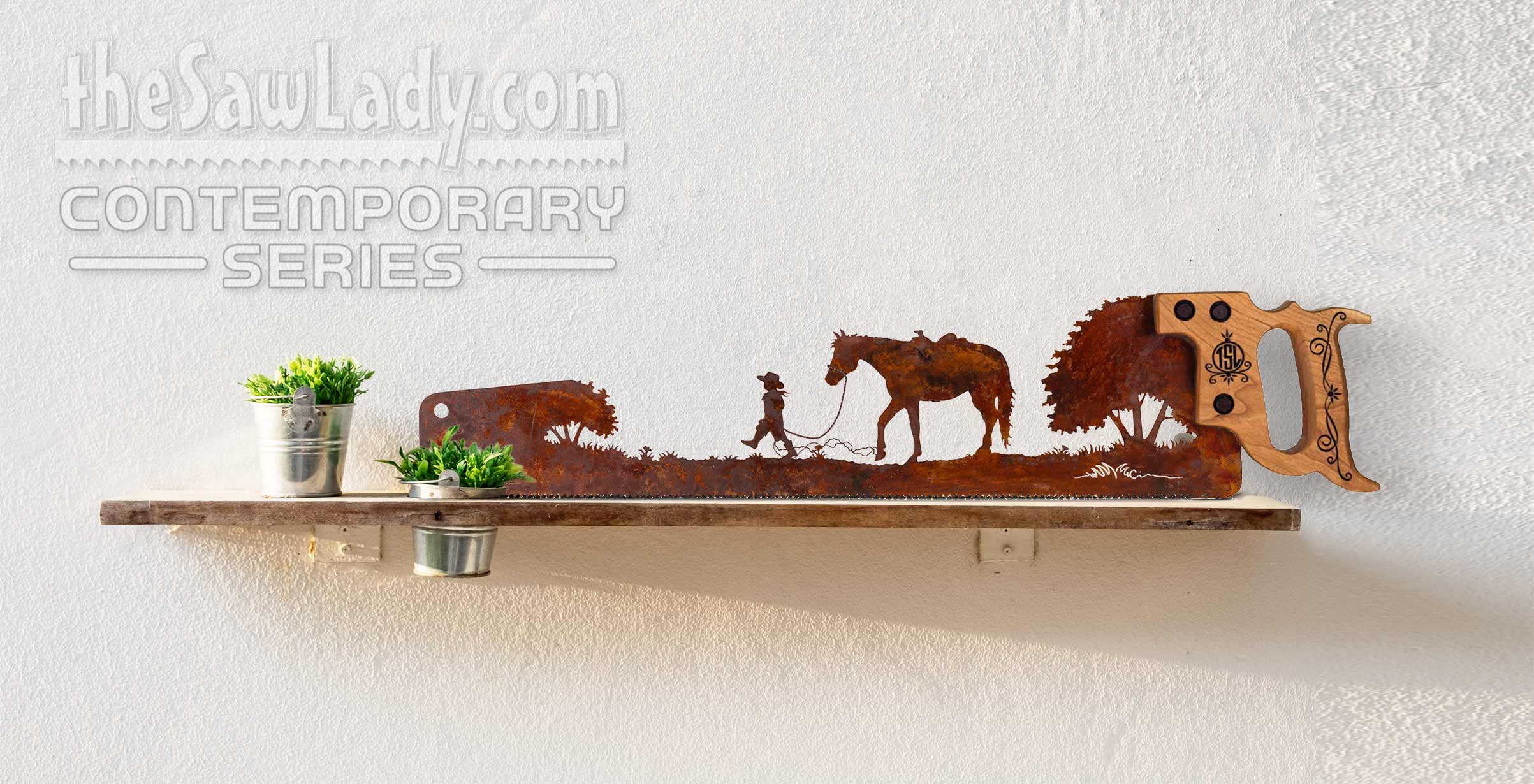 young-cowboy-walking-horsse-metal-saw-art-gift-western-decor-LS