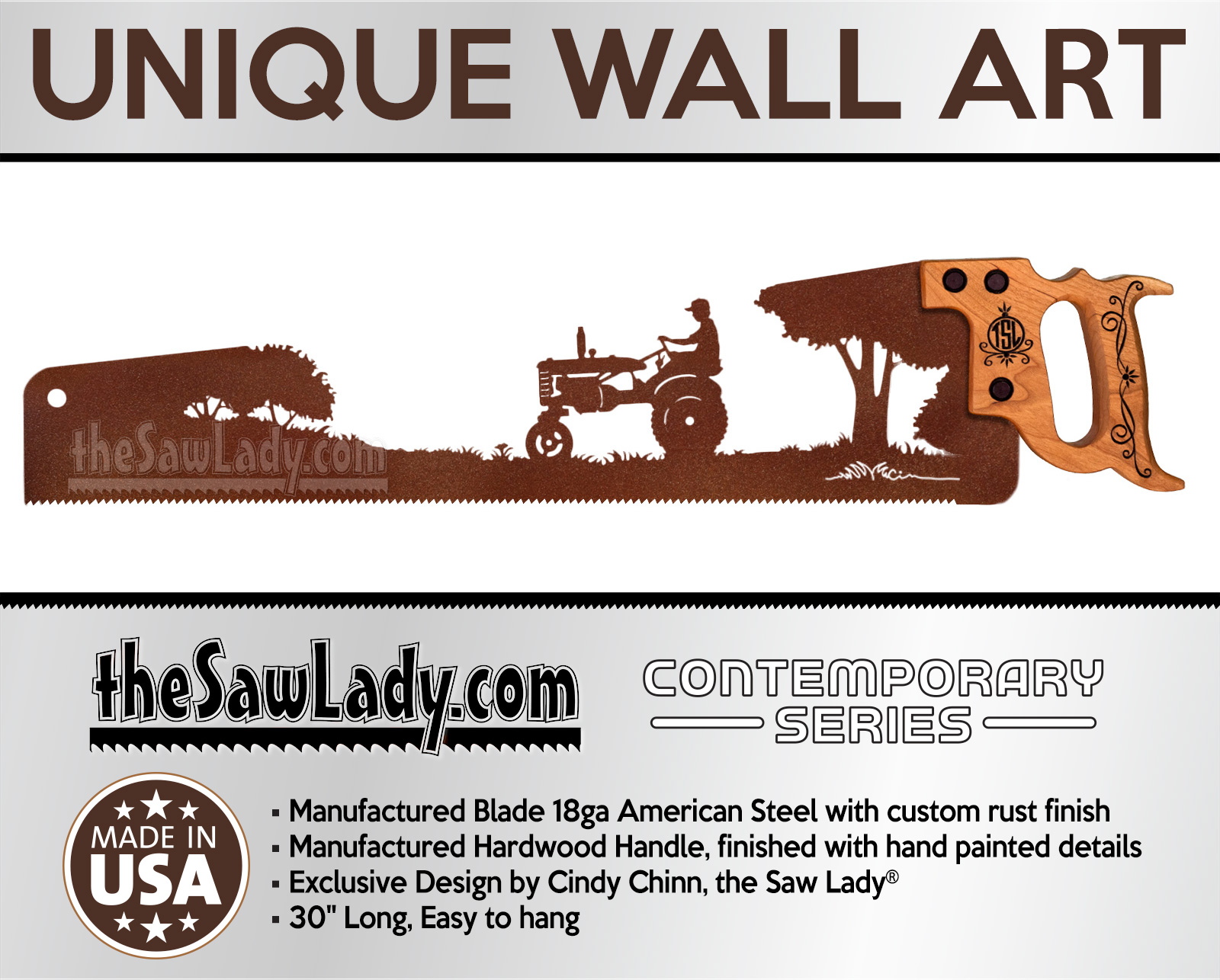 Farmall Tractor - Metal Saw Wall Art Gift for Nature Art Lovers - Image 3