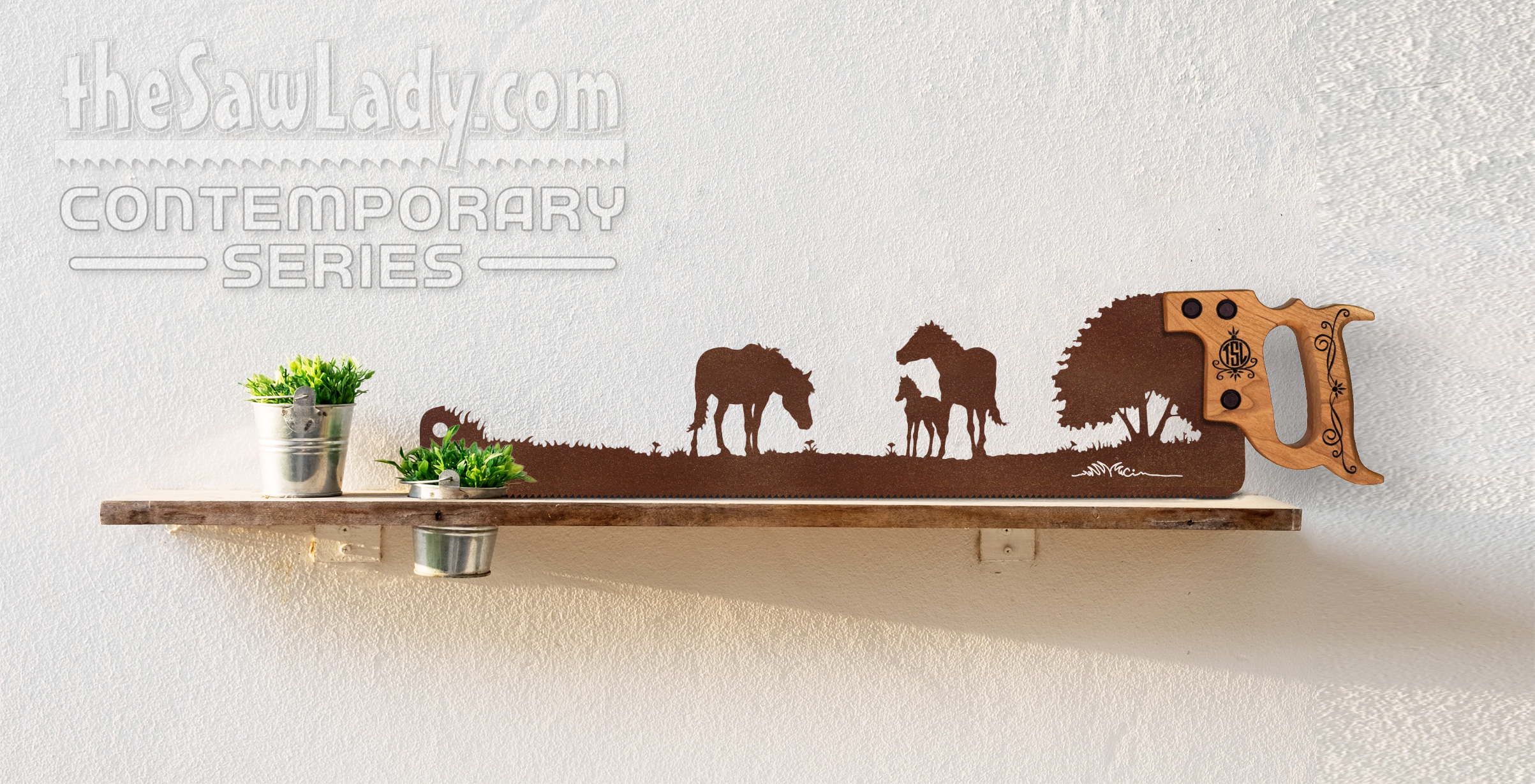 Horses in the field - Metal Saw Wall Art Gift for Farmers and Ranchers - Image 2