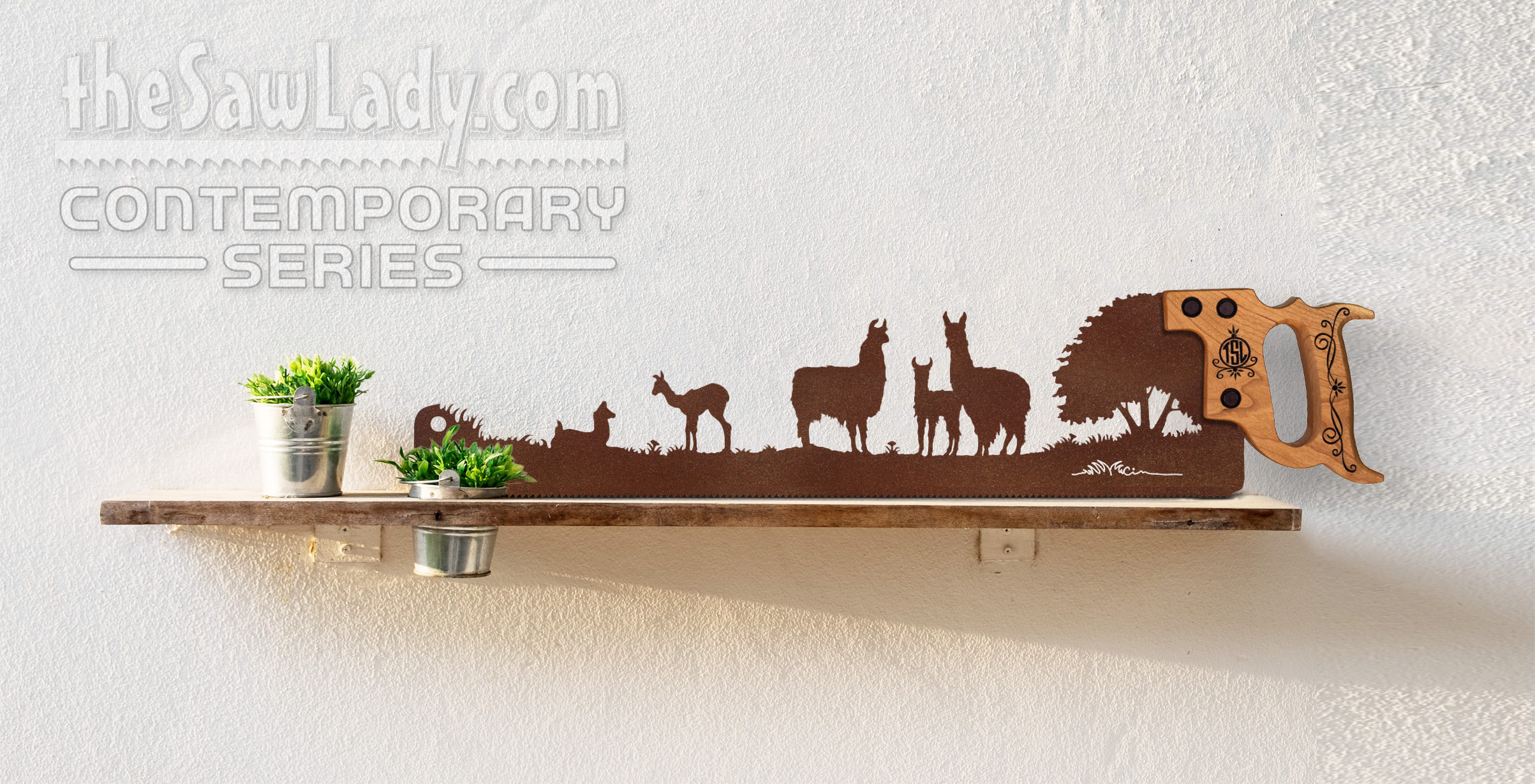 Llama Saw Metal Wall Art Ranching Gift Lifestyle Sig