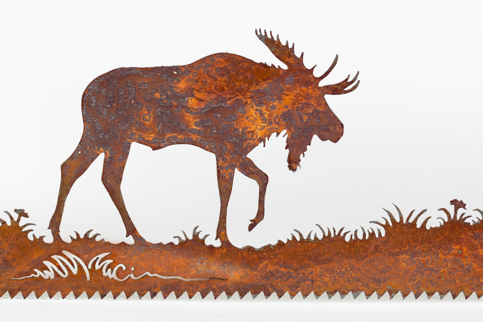 moose cabin metal wall art saw