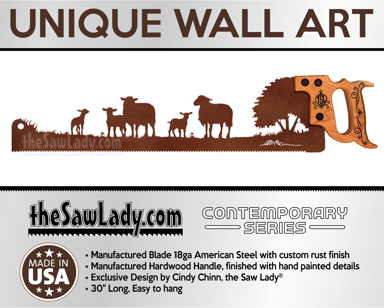 Sheep in the field - Metal Saw Wall Art Gift for Farmers and Ranchers - Image 3