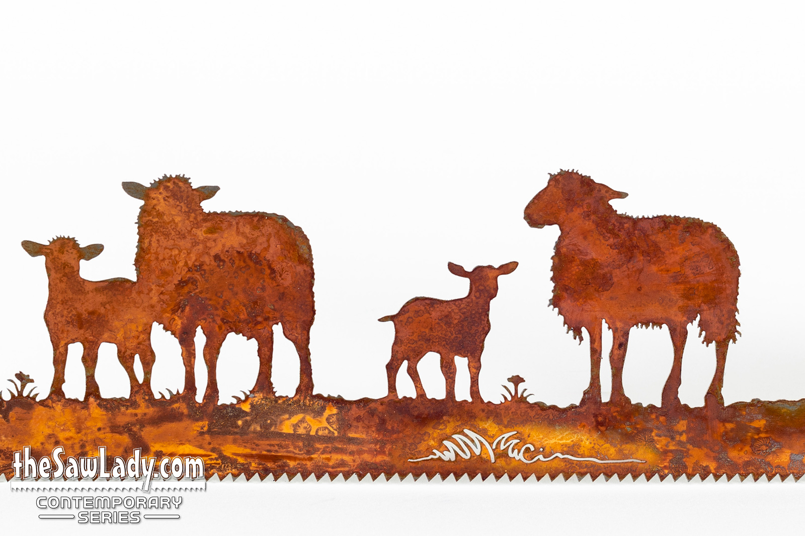 sheep ranch metal wall art saw