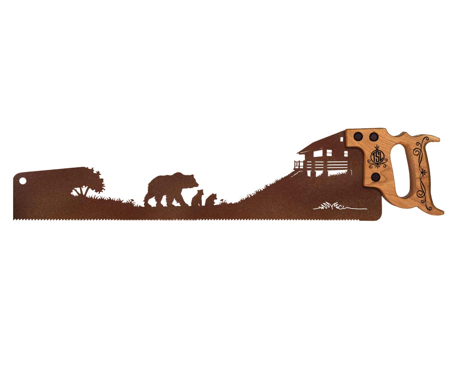 bear-family-at-the-cabin-metal-wall-art-saw-rustic-decor-gift-SQ