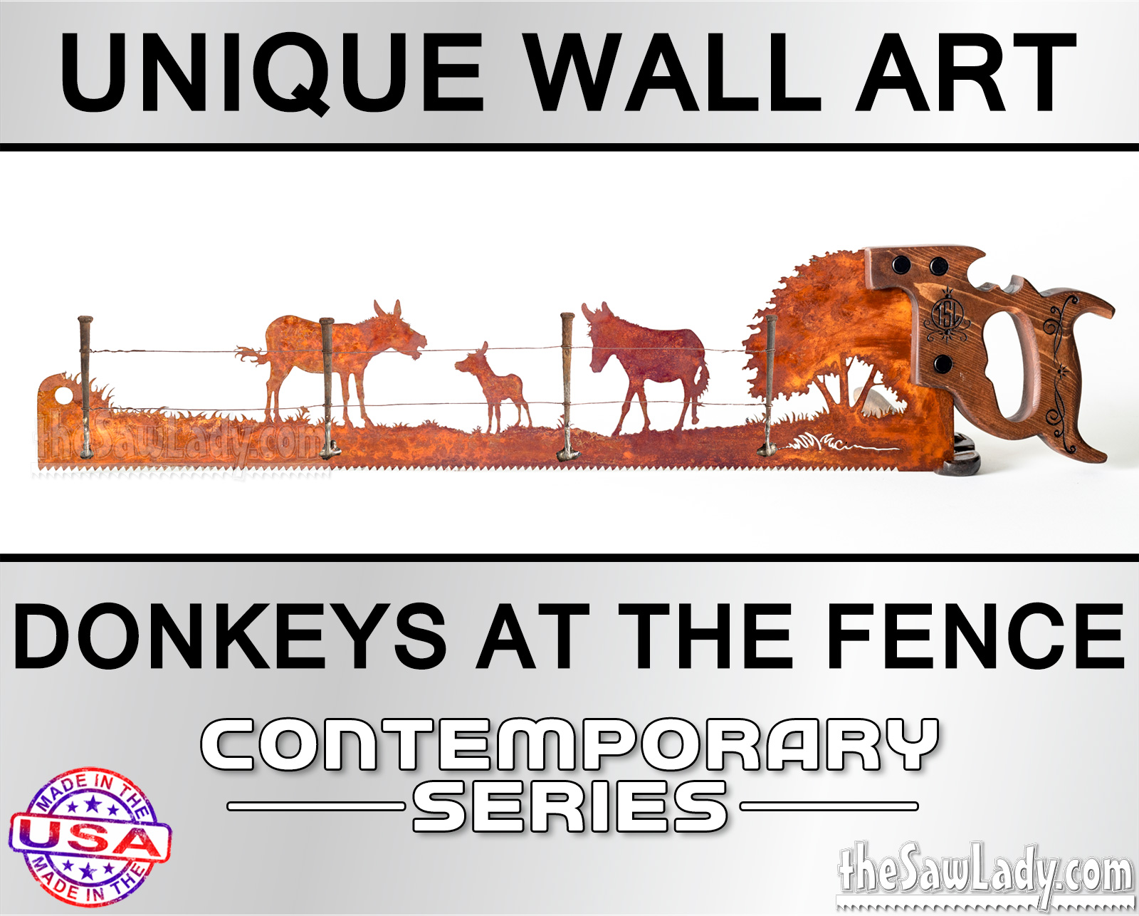 donkeys-at-the-fence-metal-wall-art-saw