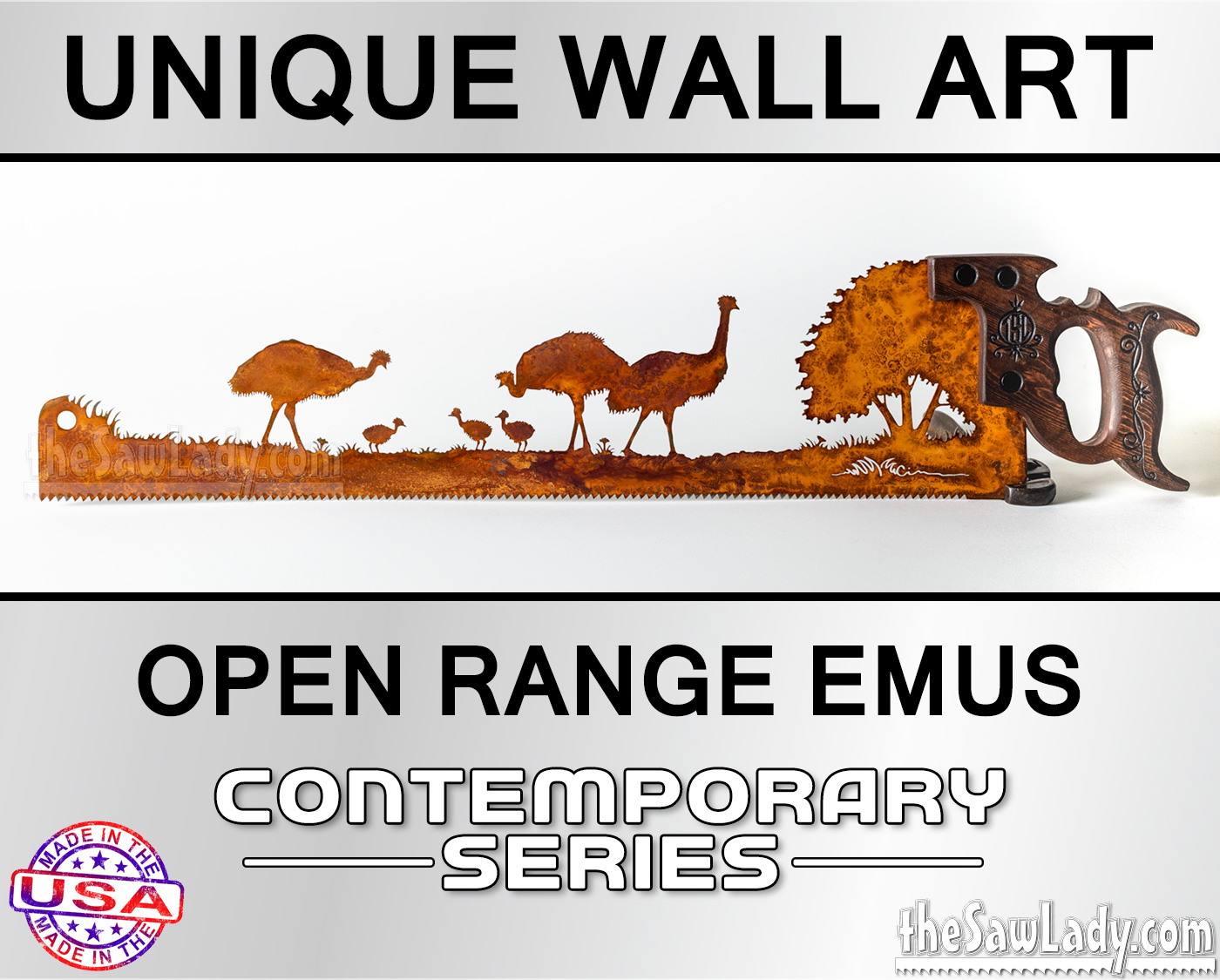 emu-open-range metal wall art saw