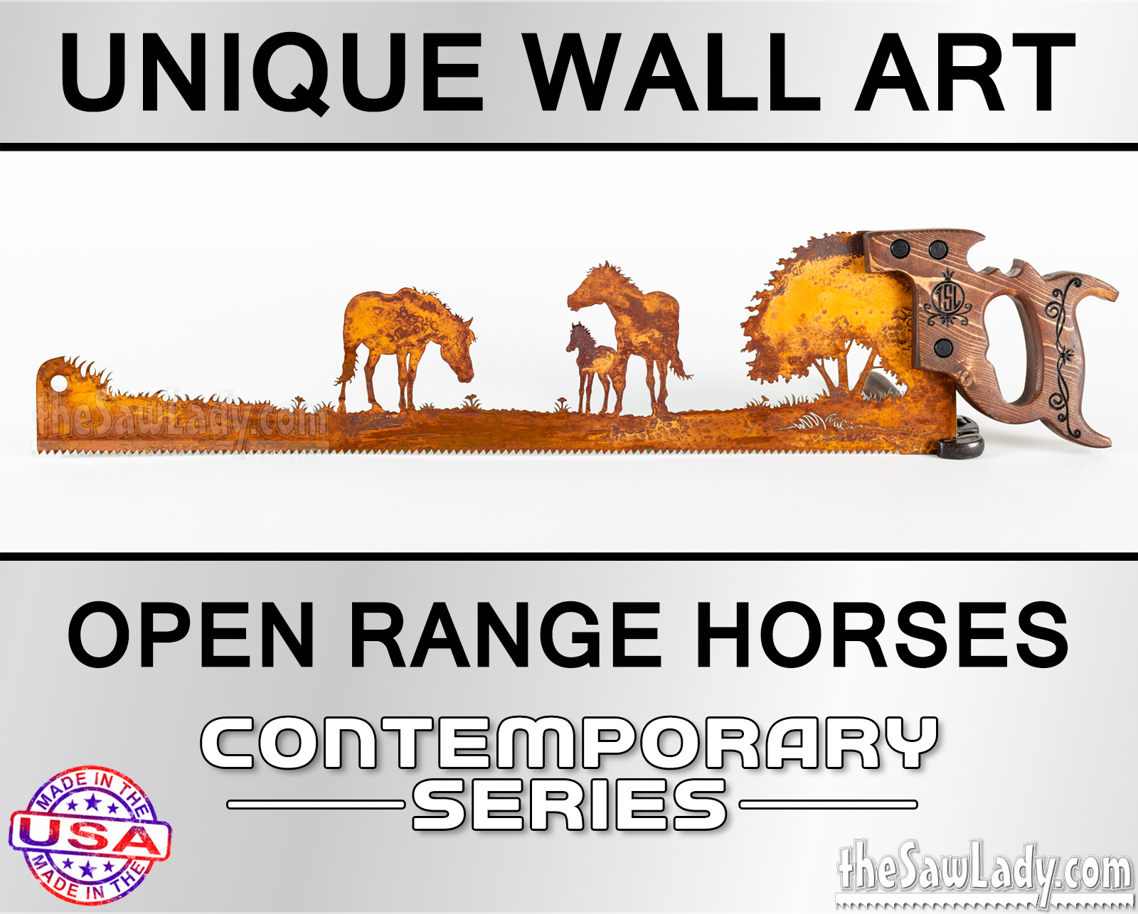 horses-Open-range-metal-wall-art-saw