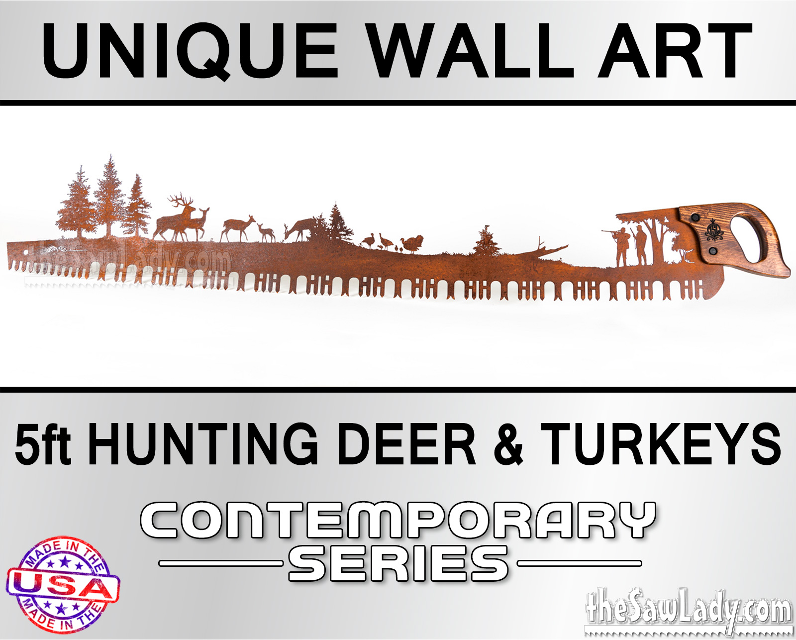 5ft-hunting-deer-turkeys-contemp-metal-saw-art