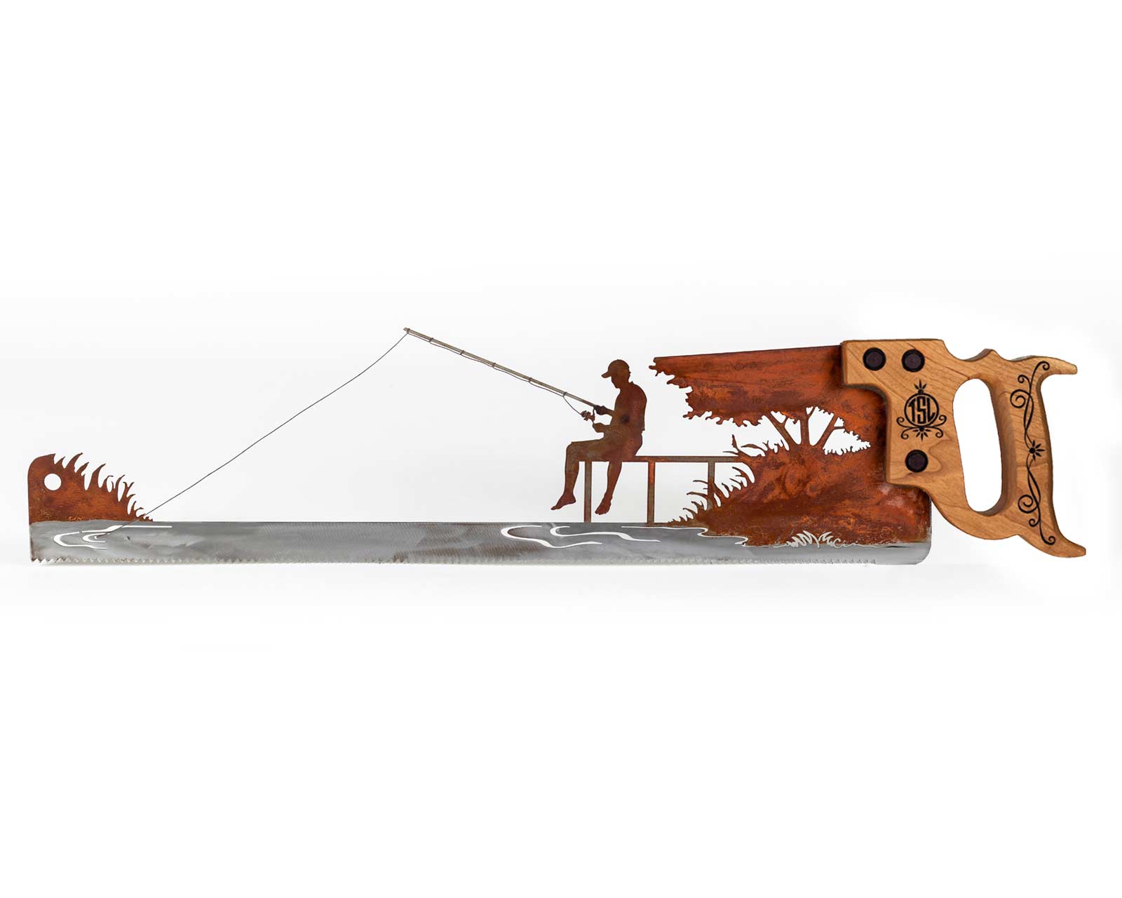Fisherman on the Dock – Metal Saw Wall Art Gift for Fishermen