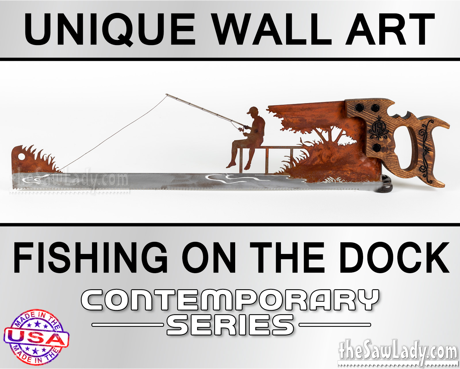 Fishing-on-the-dock-metal-wall-art-saw