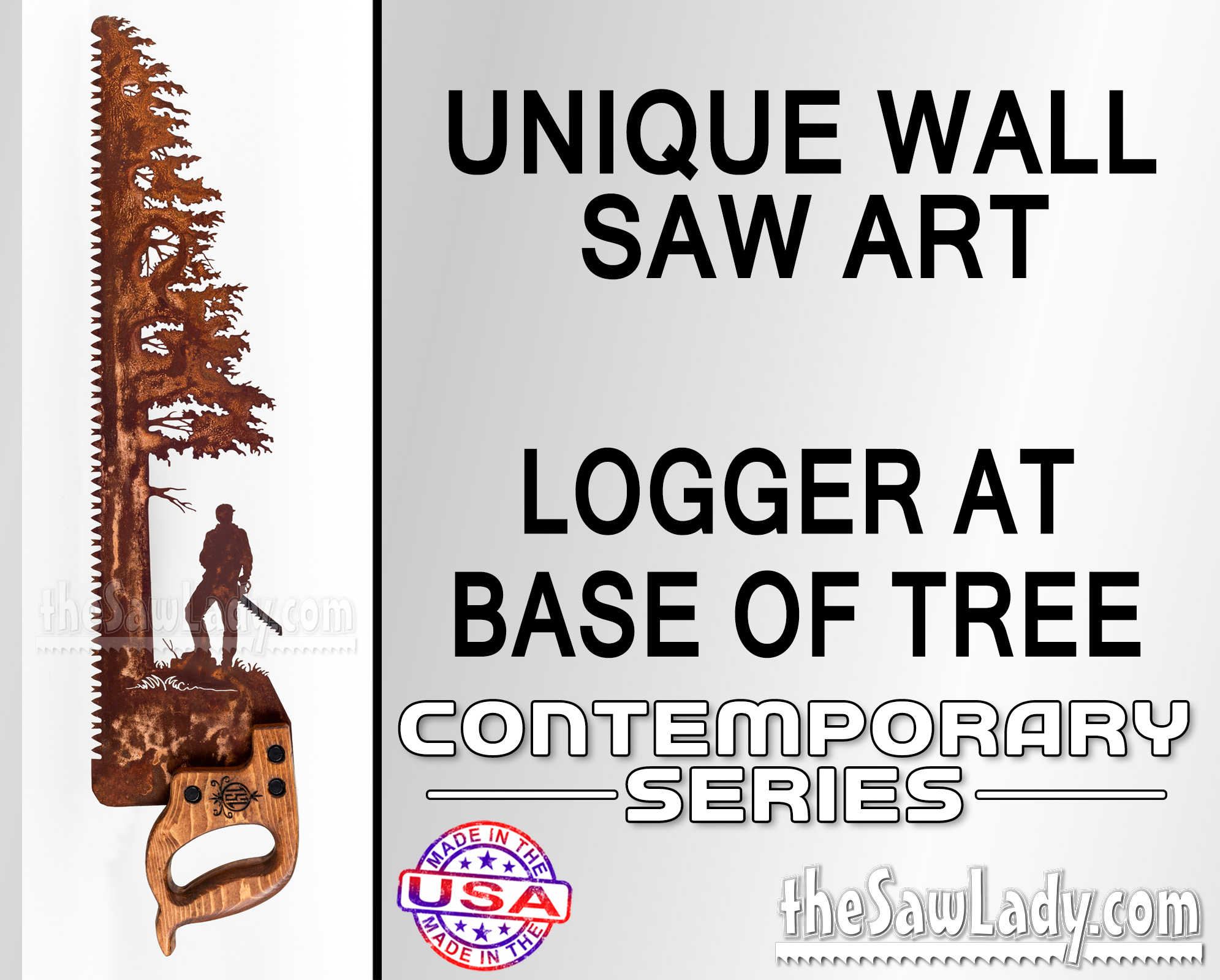 Logger-at-base-of-tree-metal-wall-art-saw