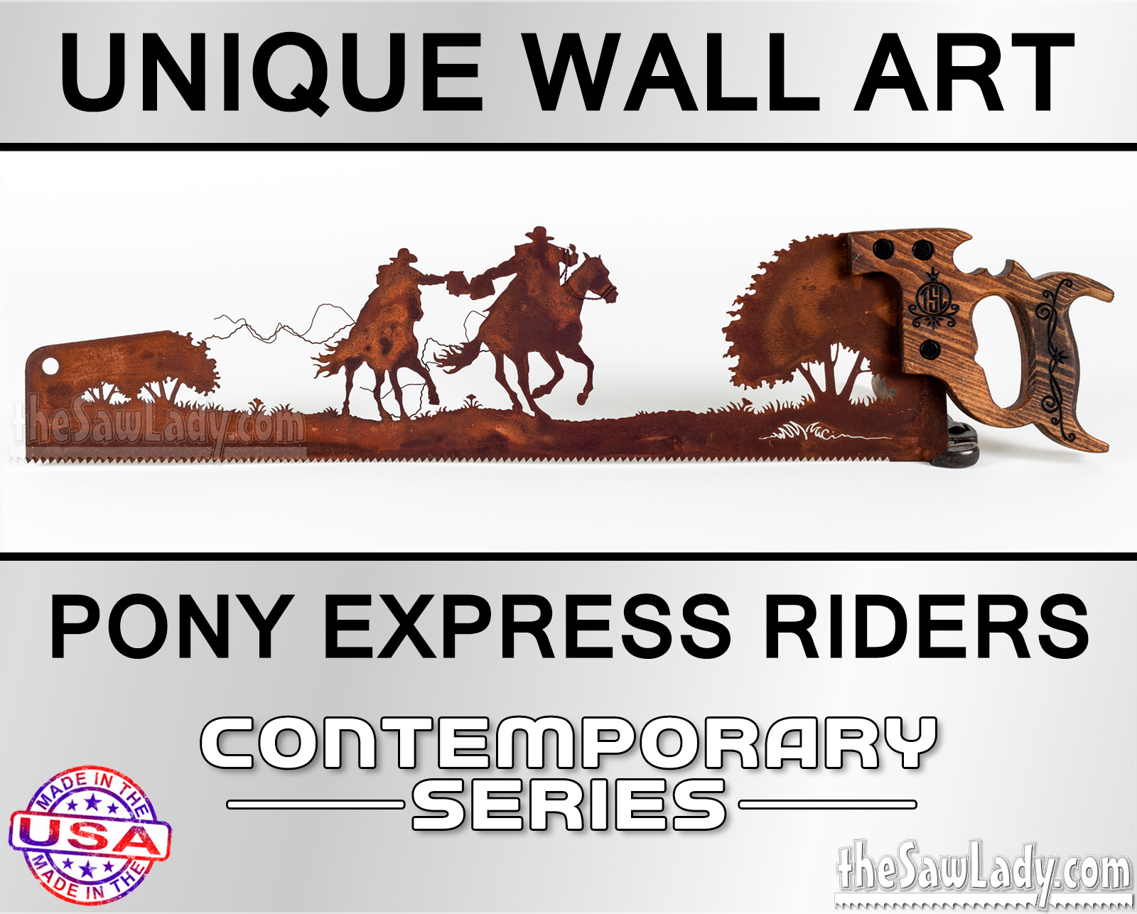 PONY-EXPRESS-RIDERS-METAL-WALL-ART-SAW