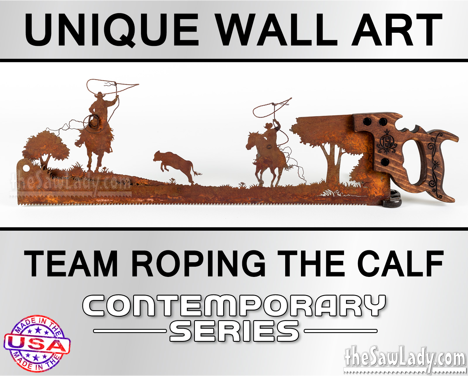 Team-Roping-the-Calf-metal-wall-art-saw