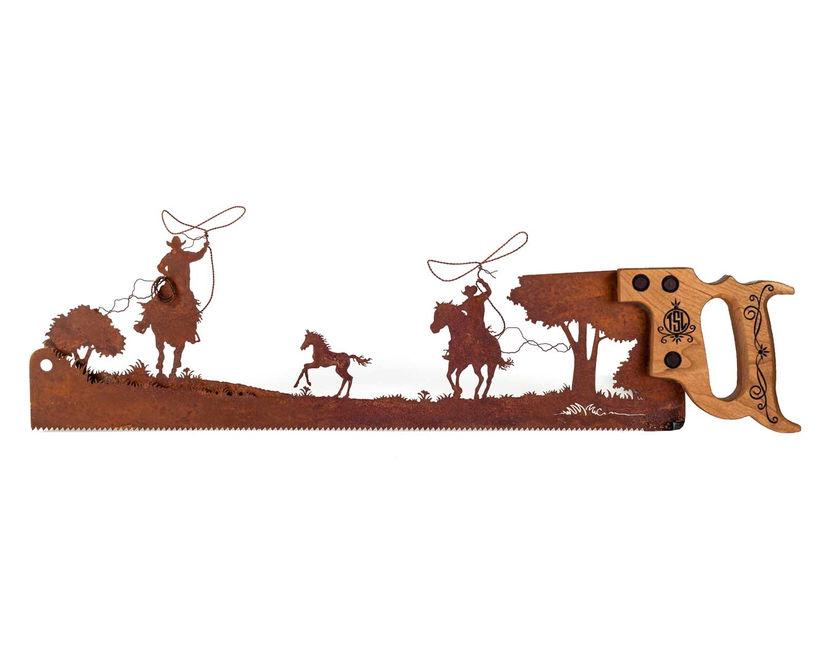 Team-Roping-the-Pony_rodeo-ranching-cowboy-western-art-saw-art-gift-SQ