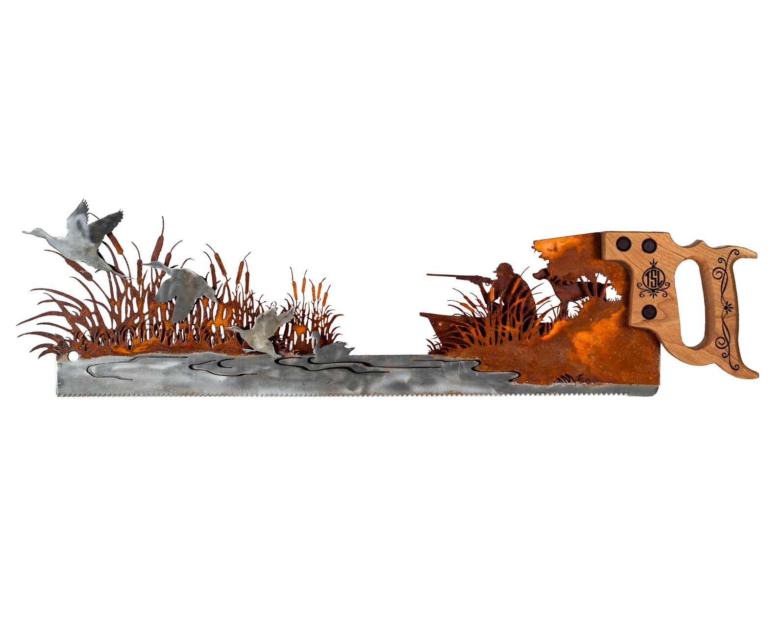 Duck Hunting Scene with Boat – Metal Saw Wall Art Gift for Lovers of the Outdoors