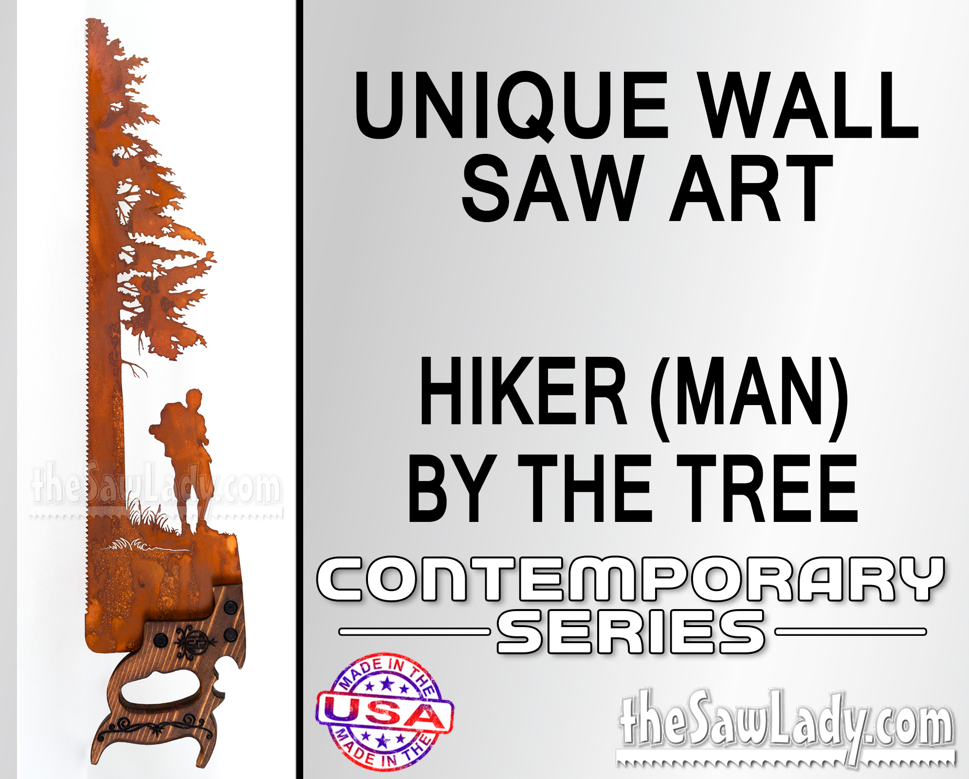 HIKER-MAN-BY-TREE-METAL-SAW-WALL-ART