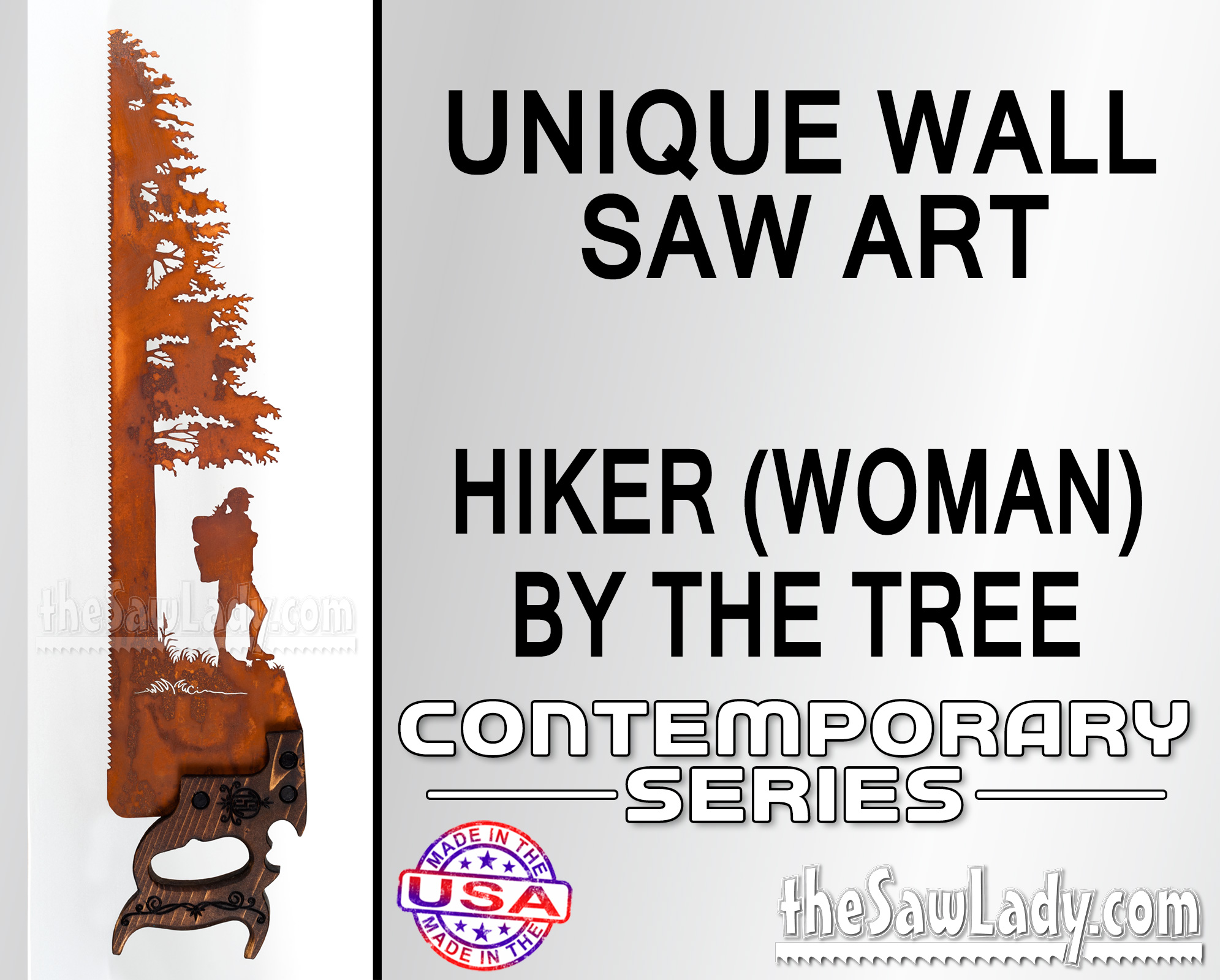 HIKER-WOMAN-BY-TREE-METAL-SAW-WALL-ART