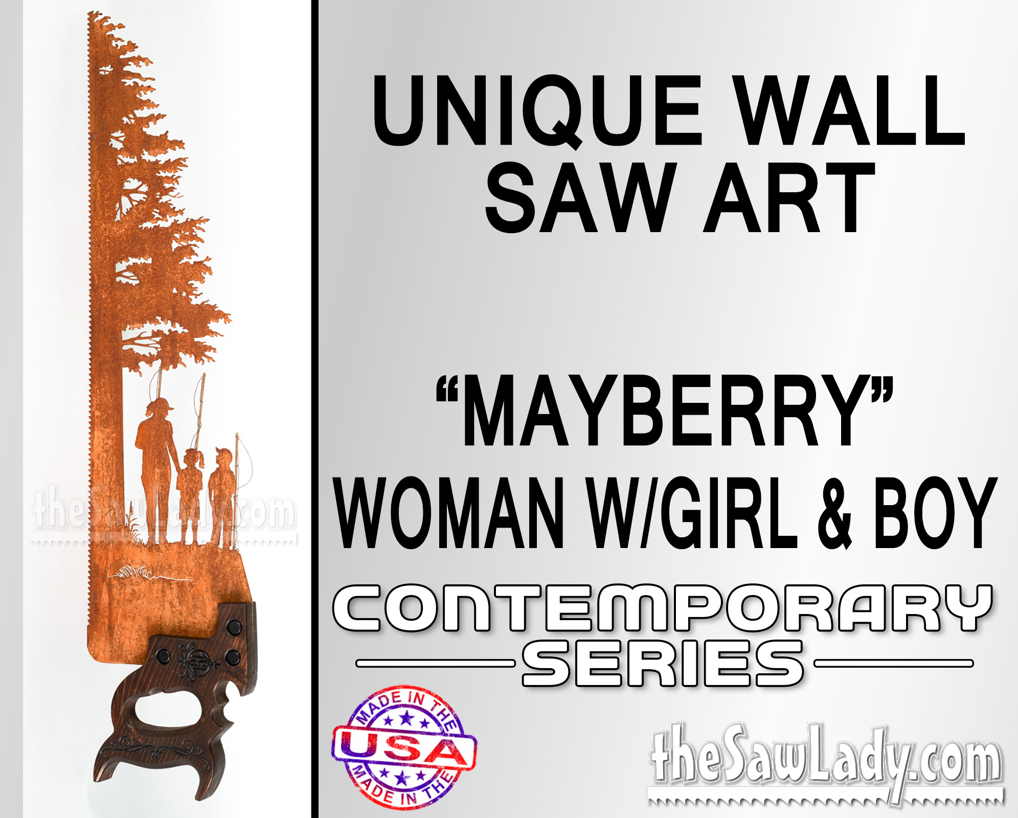 Mayberry-woman-girl-boy-metal-saw-art-fishing
