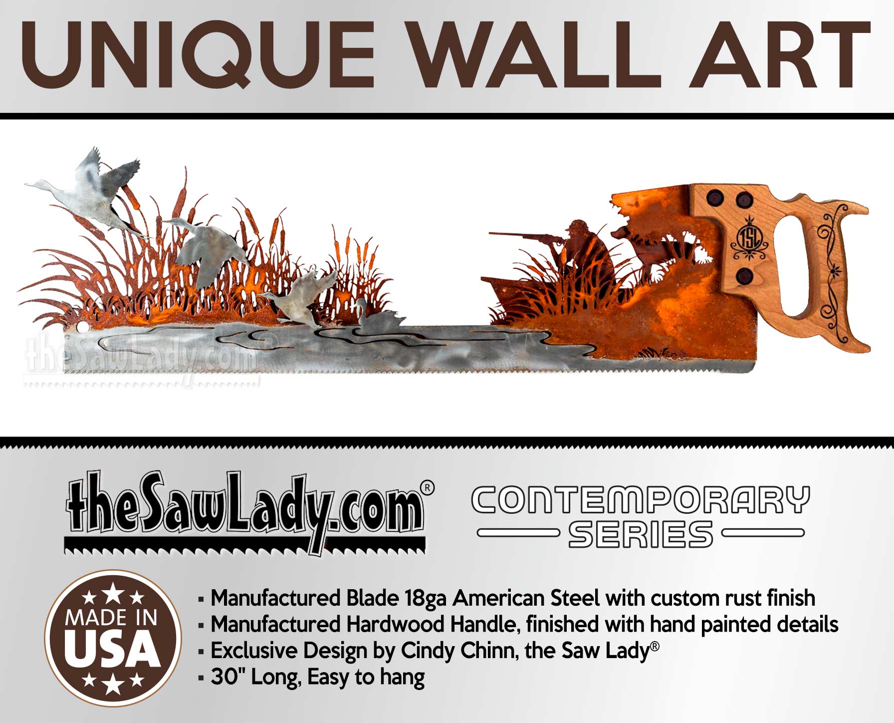 Duck Hunting Scene with Boat - Metal Saw Wall Art Gift for Lovers of the Outdoors - Image 3