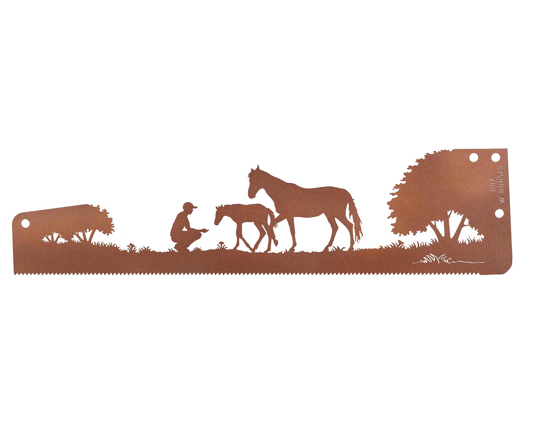 Boy-with-Horses-Western-art-wall-metal-saw-gift-1800-sq