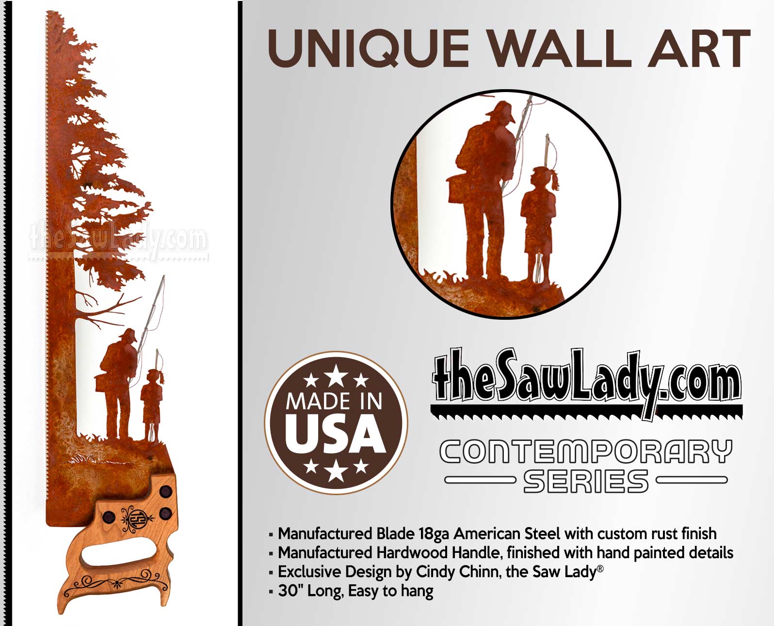 Mayberry-father-daughter-fishing-rustic-cabin-wall-art-saw-ETSY